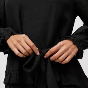 MINKPINK Arak Frill Mini Black Dress Long Sleeves Size Small